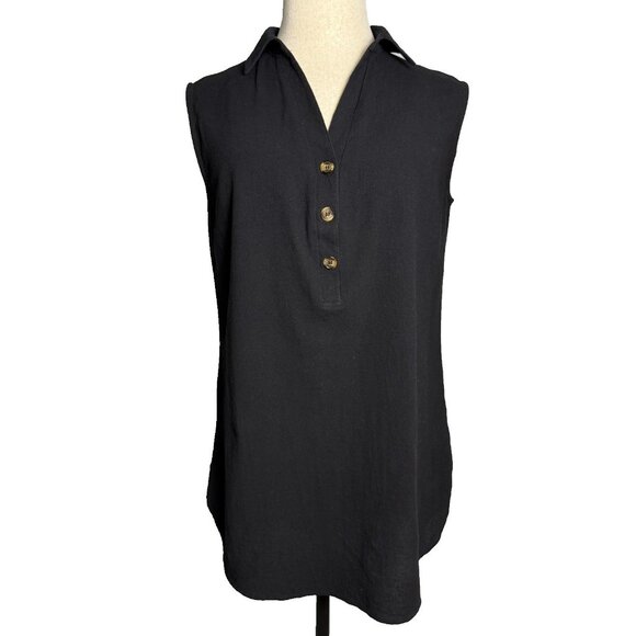 Cupshe Dresses & Skirts - Cupshe Sleeveless Mini Dress or Tunic, Black Sz L, Button Details Create V Neck